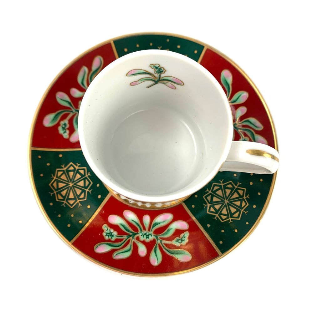 NEIMAN MARCUS (4) Holiday Demitasse Cups/Saucers‎